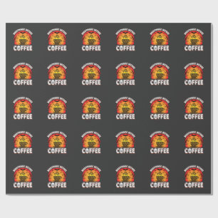 Halloween Nightmare Before Coffee Bat Sunset Graph Wrapping Paper