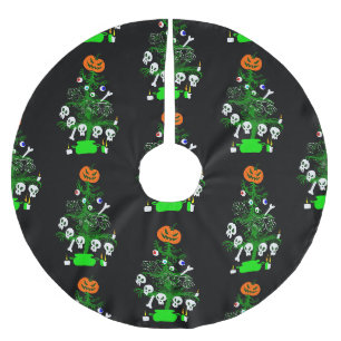 halloween nightmare christmas tree pumpkin brushed polyester tree skirt
