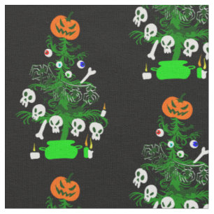 halloween nightmare christmas tree pumpkin fabric