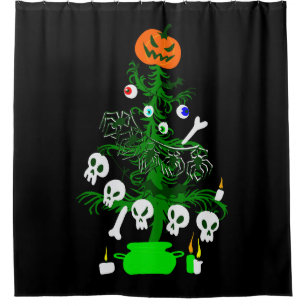 halloween nightmare christmas tree pumpkin  shower curtain