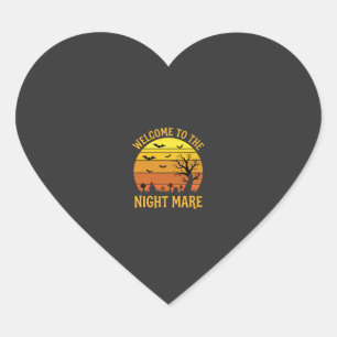 Halloween Nightmare Graveyard Sunset Retro Vector Heart Sticker