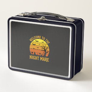 Halloween Nightmare Graveyard Sunset Retro Vector Metal Lunch Box