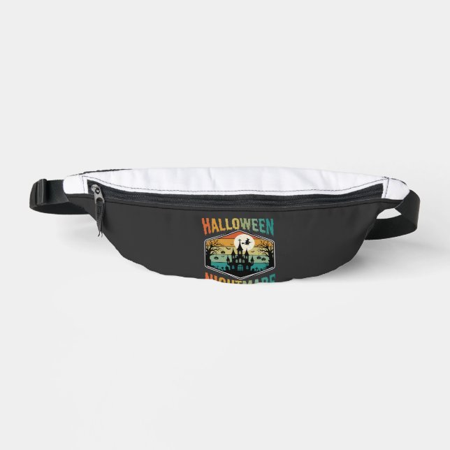 Halloween Nightmare Haunted Castle Retro Vector Bum Bags (Front)