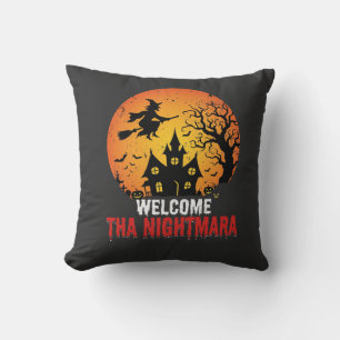 Halloween Nightmare Witch Haunted House Design Cushion