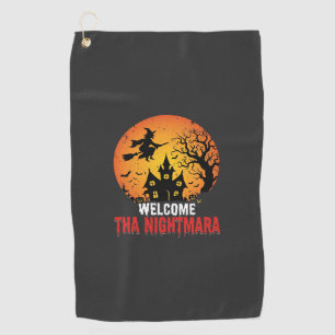 Halloween Nightmare Witch Haunted House Design Golf Towel