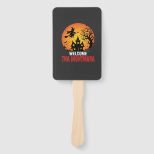 Halloween Nightmare Witch Haunted House Design Hand Fan