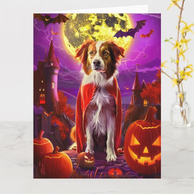 Halloween Nova Scotia Duck Toller Vampire Pumpkin Card (Yellow Flower)