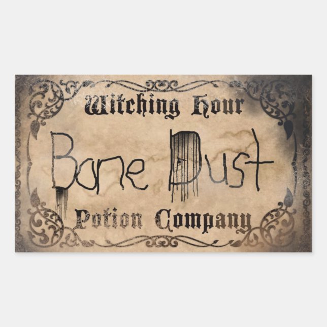 Halloween Novelty Bone Dust Antique Rectangular Sticker (Front)