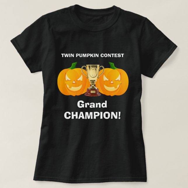 HALLOWEEN novelty sport TWIN PUMPKIN CONTEST CHAMP T-Shirt (Design Front)