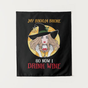 Halloween Now I Drink Wine Birthday Tapestry