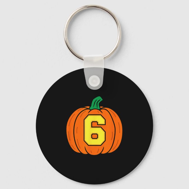 Halloween Number 6 Pumpkin Costume  Key Ring (Front)