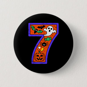 Halloween Number 7 Birthday Pumpkin Ghost Sder Can 6 Cm Round Badge