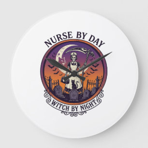 Halloween Nurse By Day_1 Large Clock