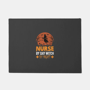 Halloween Nurse by Day Witch by Night Doormat
