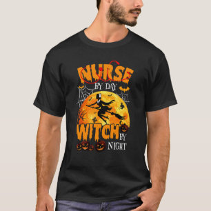 Halloween Nurse By Day Witch By Night Pumpkin Wome T-Shirt
