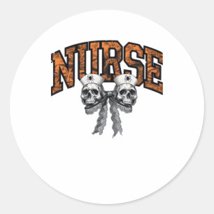 Halloween Nurse Coquette Bow Classic T-Shirt Classic Round Sticker