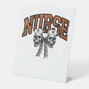 Halloween Nurse Coquette Bow Classic T-Shirt Pedestal Sign
