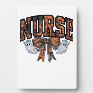 Halloween Nurse Coquette Bow Fall Classic T-Shirt Plaque