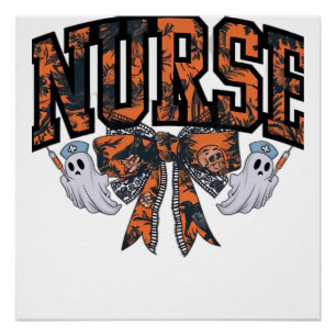 Halloween Nurse Coquette Bow Fall Classic T-Shirt Poster