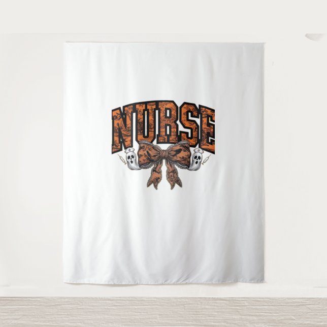 Halloween Nurse Coquette Bow Spooky Classic T-Shir Tapestry (Front)