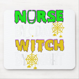 Halloween nurse costume vintage Nurse by day witch Mouse Pad