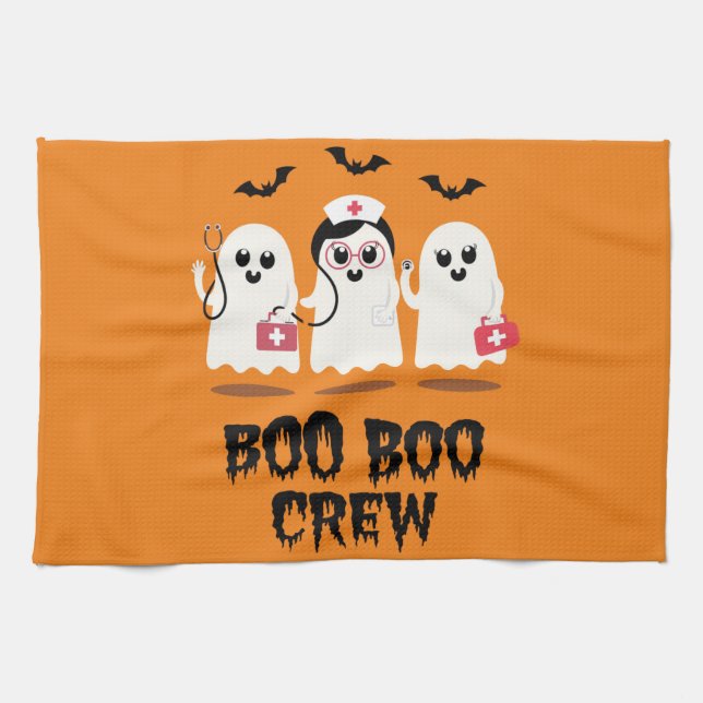 Halloween Nurse Cute Ghost Nurse  Tea Towel (Horizontal)