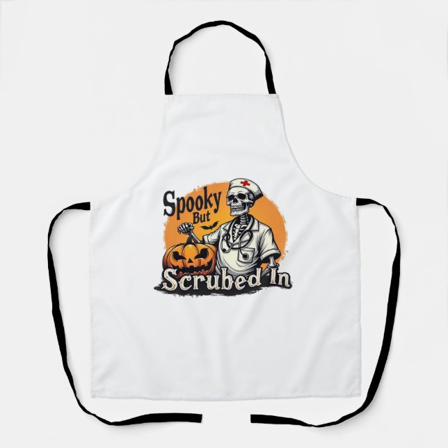 Halloween Nurse Design Oversized T-Shirt Apron (Front)