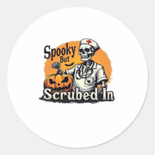 Halloween Nurse Design Oversized T-Shirt Classic Round Sticker