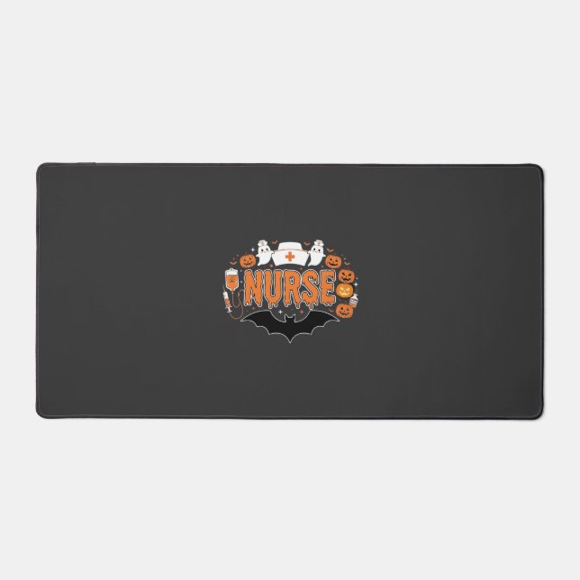 Halloween Nurse Dripping Pumpkin Ghost Vector Desi Desk Mat (Front)