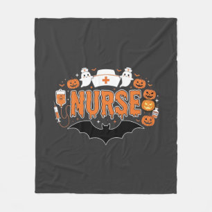 Halloween Nurse Dripping Pumpkin Ghost Vector Desi Fleece Blanket