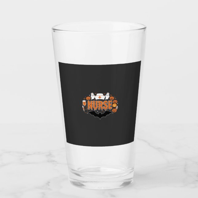 Halloween Nurse Dripping Pumpkin Ghost Vector Desi Glass (Front)