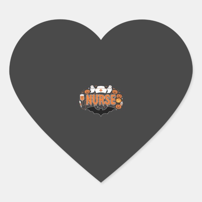 Halloween Nurse Dripping Pumpkin Ghost Vector Desi Heart Sticker (Front)