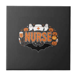 Halloween Nurse Dripping Pumpkin Ghost Vector Desi Tile