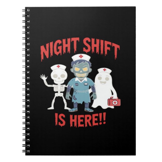 Halloween Nurse Funny Ghost Skeleton Zombie Essent Notebook (Front)