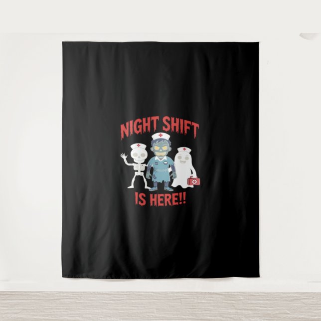 Halloween Nurse Funny Ghost Skeleton Zombie Essent Tapestry (Front)