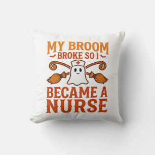 Halloween Nurse Ghost Broom Vintage Shirt Design_1 Cushion