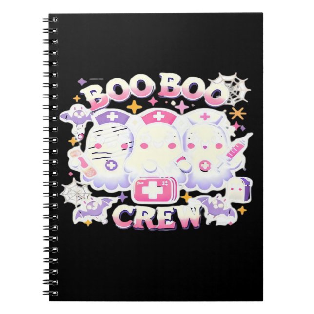 Halloween Nurse Ghost Squad Boo Boo Crew Funny Spo Notebook (Front)