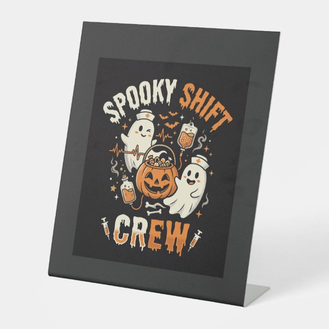 Halloween Nurse Ghost Squad Pedestal Sign (Front)