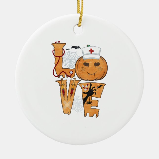 Halloween Nurse Gift Ceramic Tree Decoration (Front)