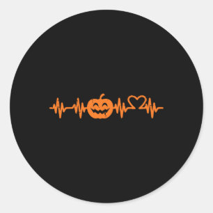 Halloween Nurse Heartbeat Pumpkin Costume Scrub To Classic Round Sticker