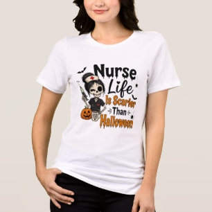 Halloween Nurse Humour Graphic T-Shirt Gift Tri-Blend Shirt