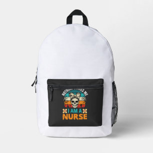 Halloween Nurse Nothing Scares Me Skull Printed Backpack