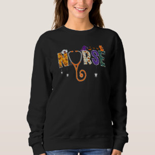 Halloween Nurse Nursing CNA RN LPN Halloween Cat M Sweatshirt