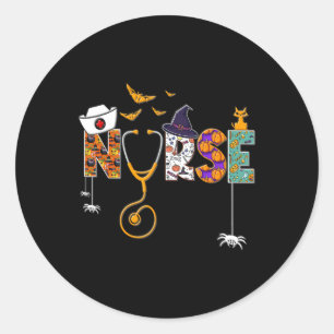 Halloween Nurse Nursing Cute Health Worker Hallowe Classic Round Sticker