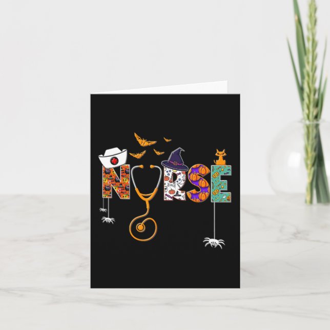 Halloween Nurse Nursing Cute Health Worker Pattern Card (Front)