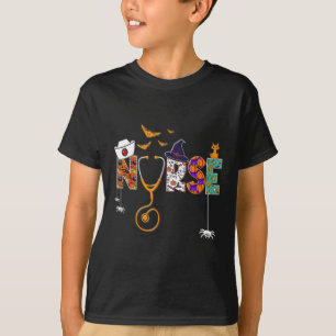 Halloween Nurse Nursing Cute Health Worker Pattern T-Shirt