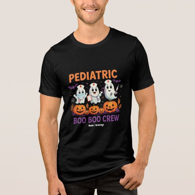 Halloween Nurse Paediatrics Boo Boo Crew Funny Spo Tri-Blend Shirt (Front)