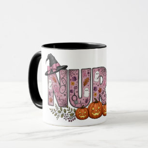 Halloween Nurse Pink Ribbon Design Mug
