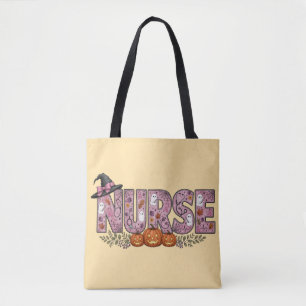 Halloween Nurse Pink Ribbon Design Tote Bag