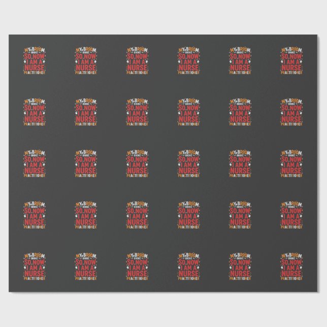Halloween Nurse Practitioner Broom Broke Design Wrapping Paper (Flat)
